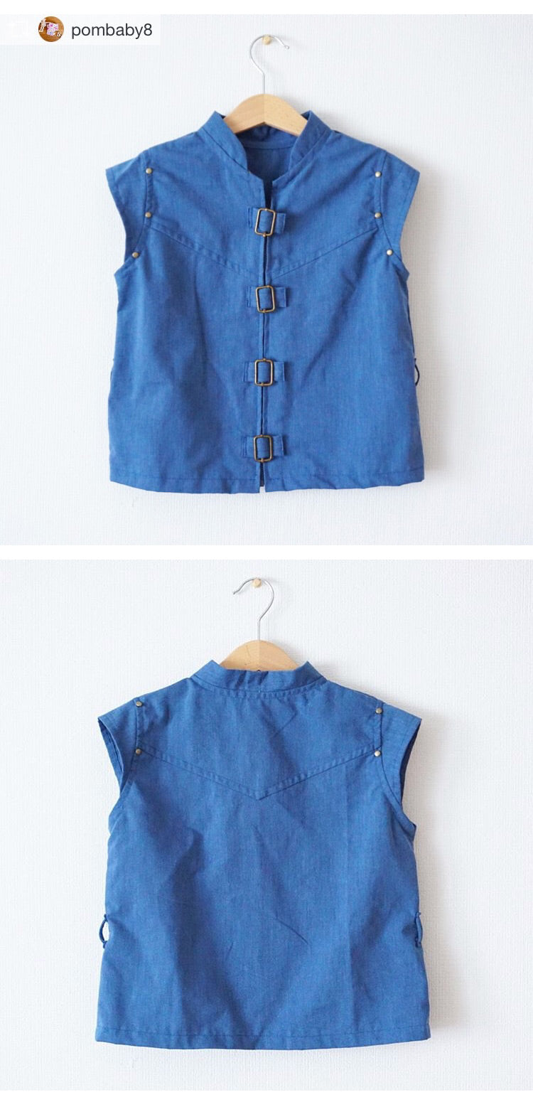 藍染風 綿ポリ ダンガリー