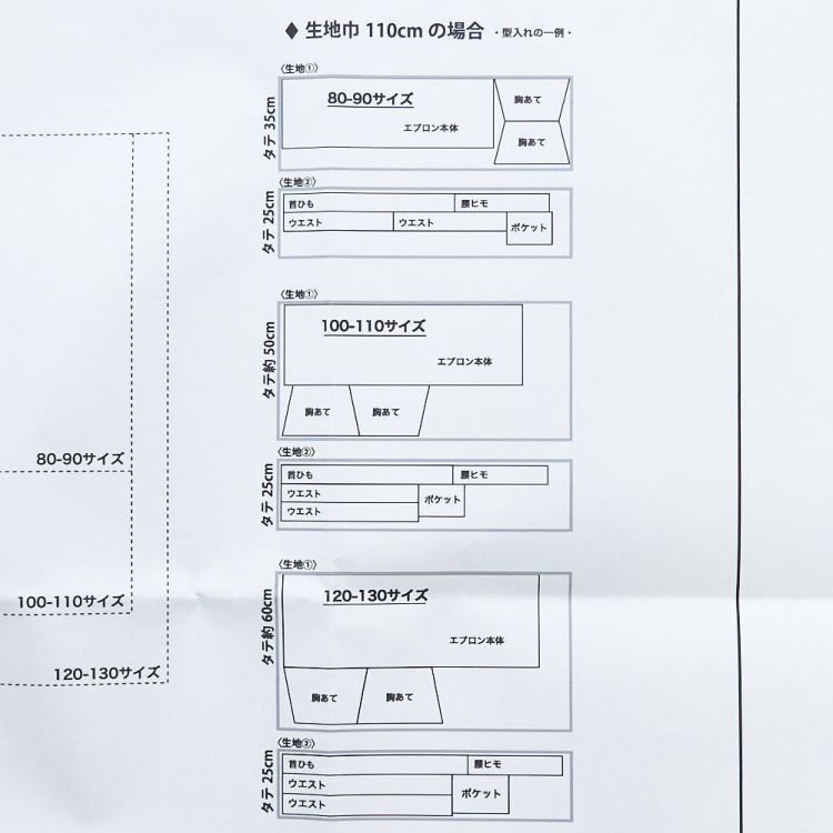 子供用ギャザーエプロンの型紙【商用利用可】メール便5個まで