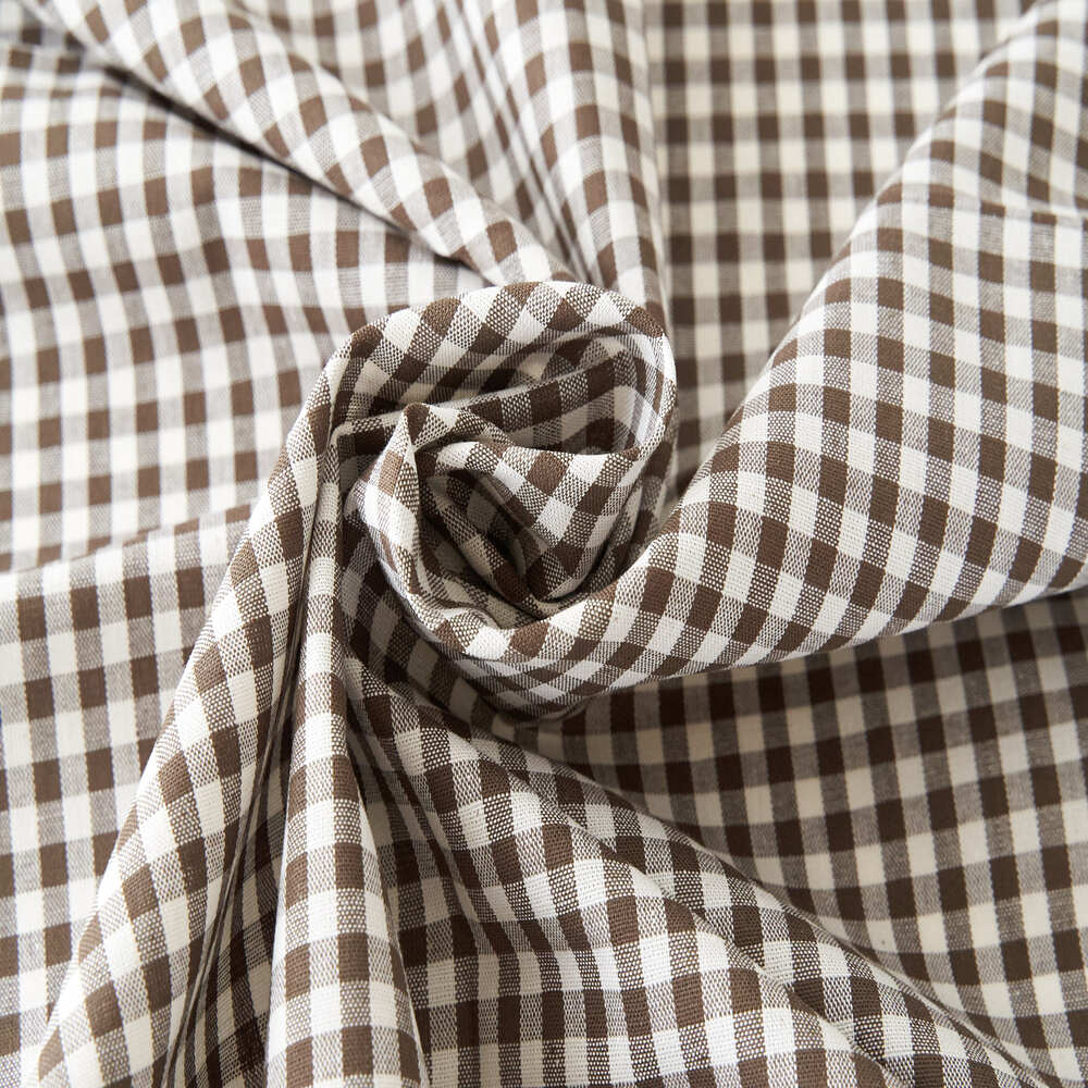 コットンダンガリー5mmギンガムチェック#Eモカ