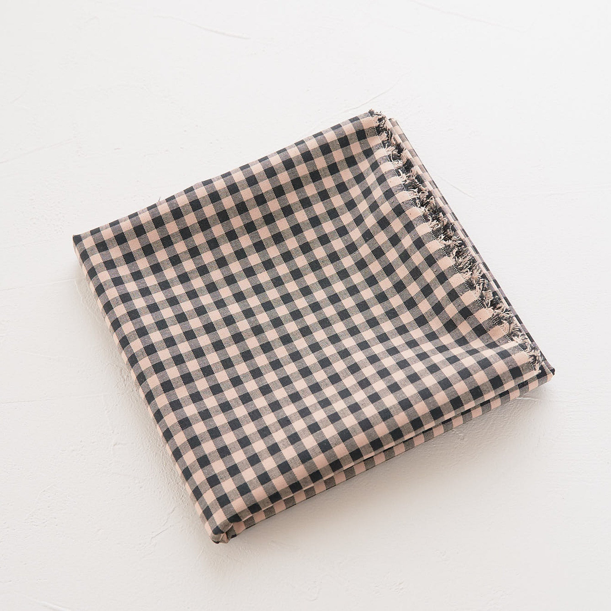 綿ポリ混紡ハーフダンガリー4mmギンガム#Aくすみブラック