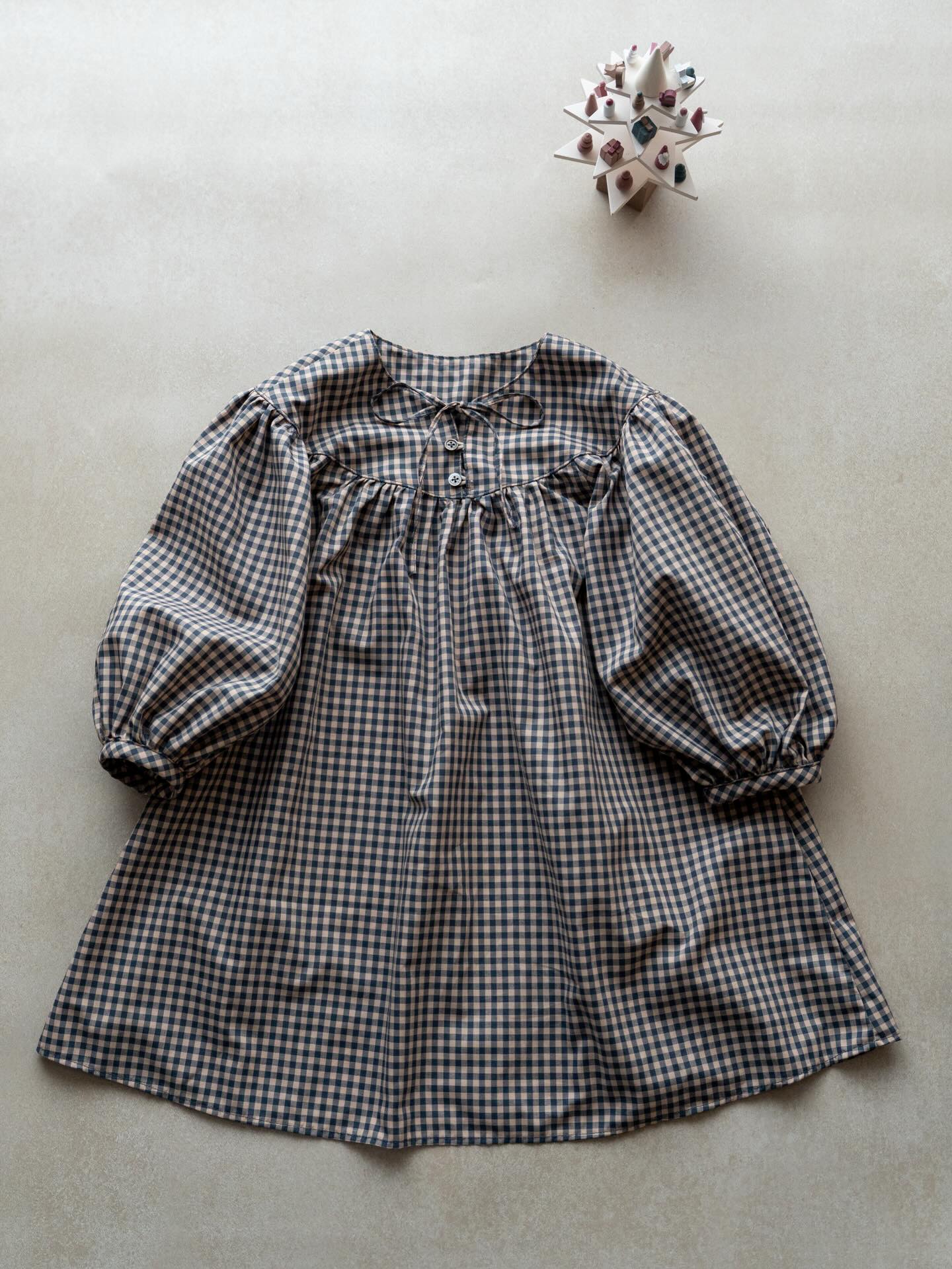 綿ポリ混紡ハーフダンガリー4mmギンガム#Cくすみブルー