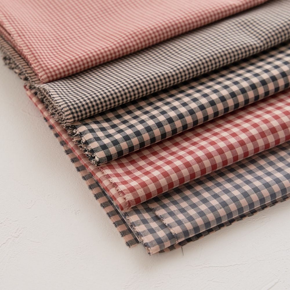 綿ポリハーフダンガリー ギンガムチェック