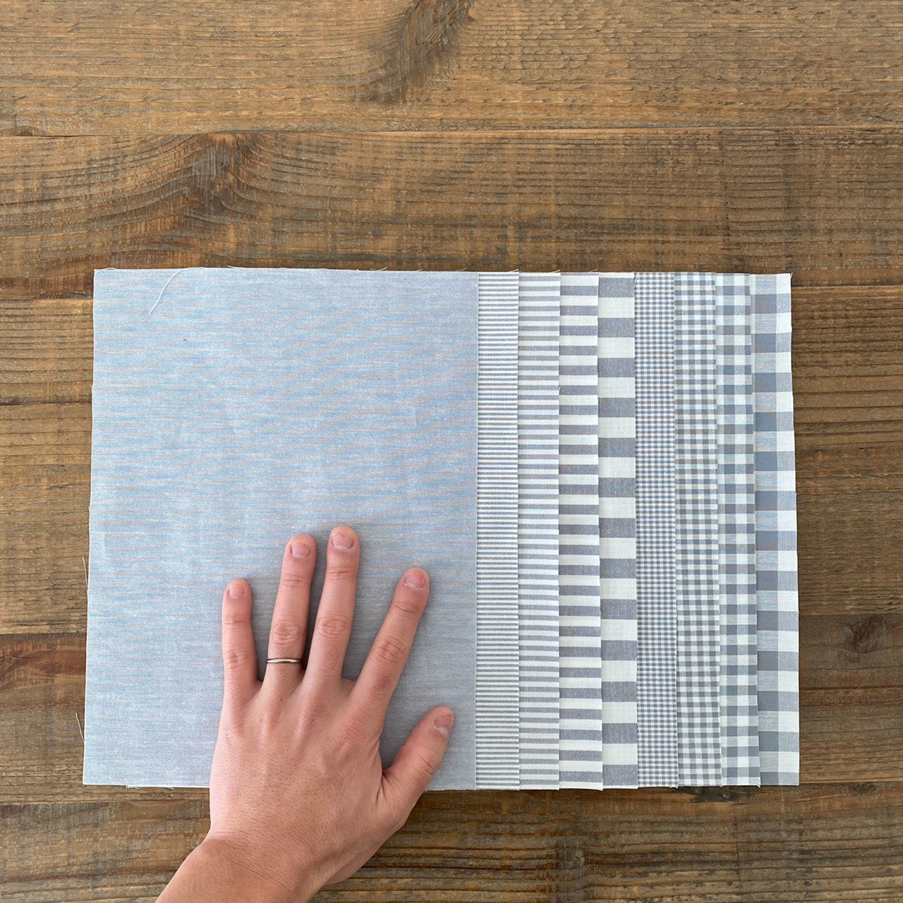 無地、1.5mm3mm5mm12mm/ギンガムストライプサンプル タテ約20cm×ヨコ約25cm グレー 9枚セット