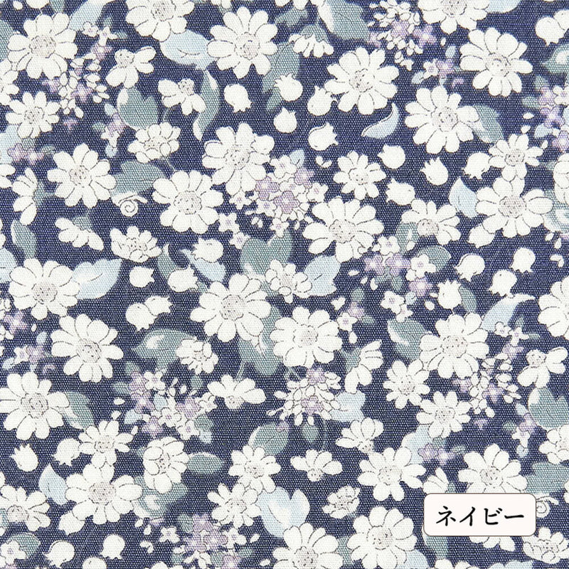 コットンブロード 花柄プリント|50cm単位 F ネイビー #カラー_F ネイビー