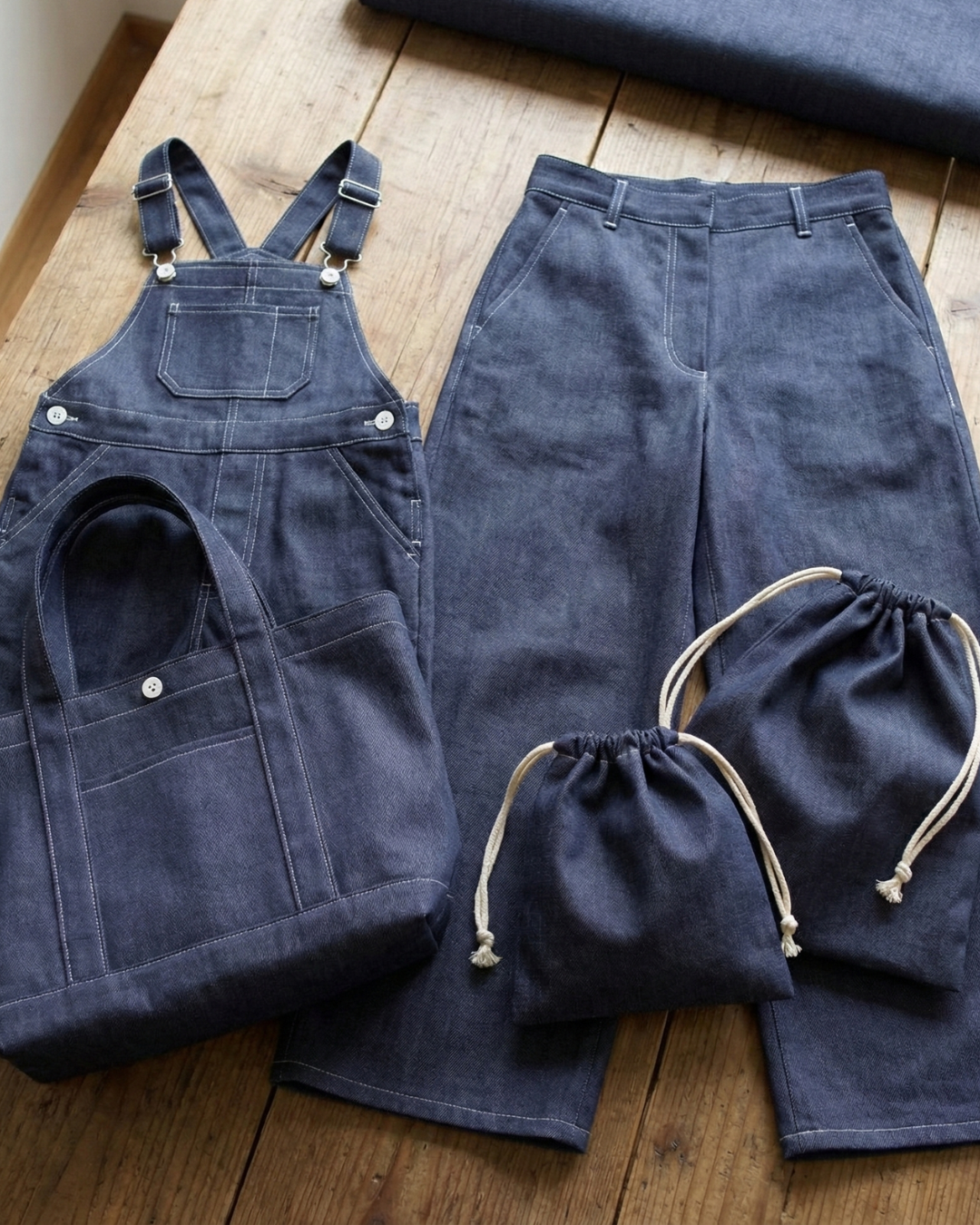 綿ポリ交織デニム無地#1 ダークネイビー