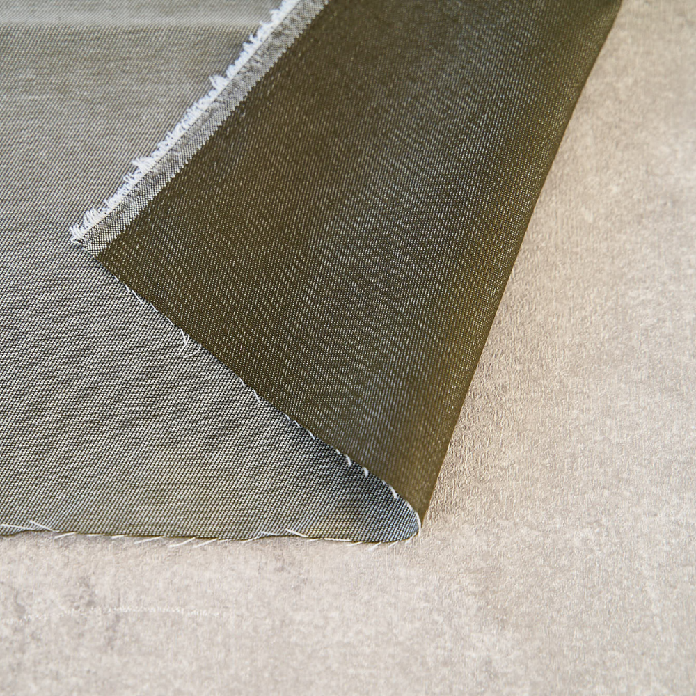 色落ちしない 綿ポリデニム 10オンス相当#カラー_142 カーキ