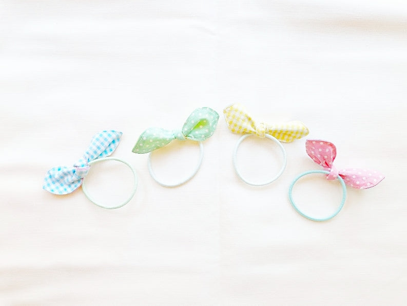 かわいい！うさ耳風リボンヘアゴムの作り方完成写真｜ハンドメイド初心者のための洋裁メディア縫いナビ｜丸石織物