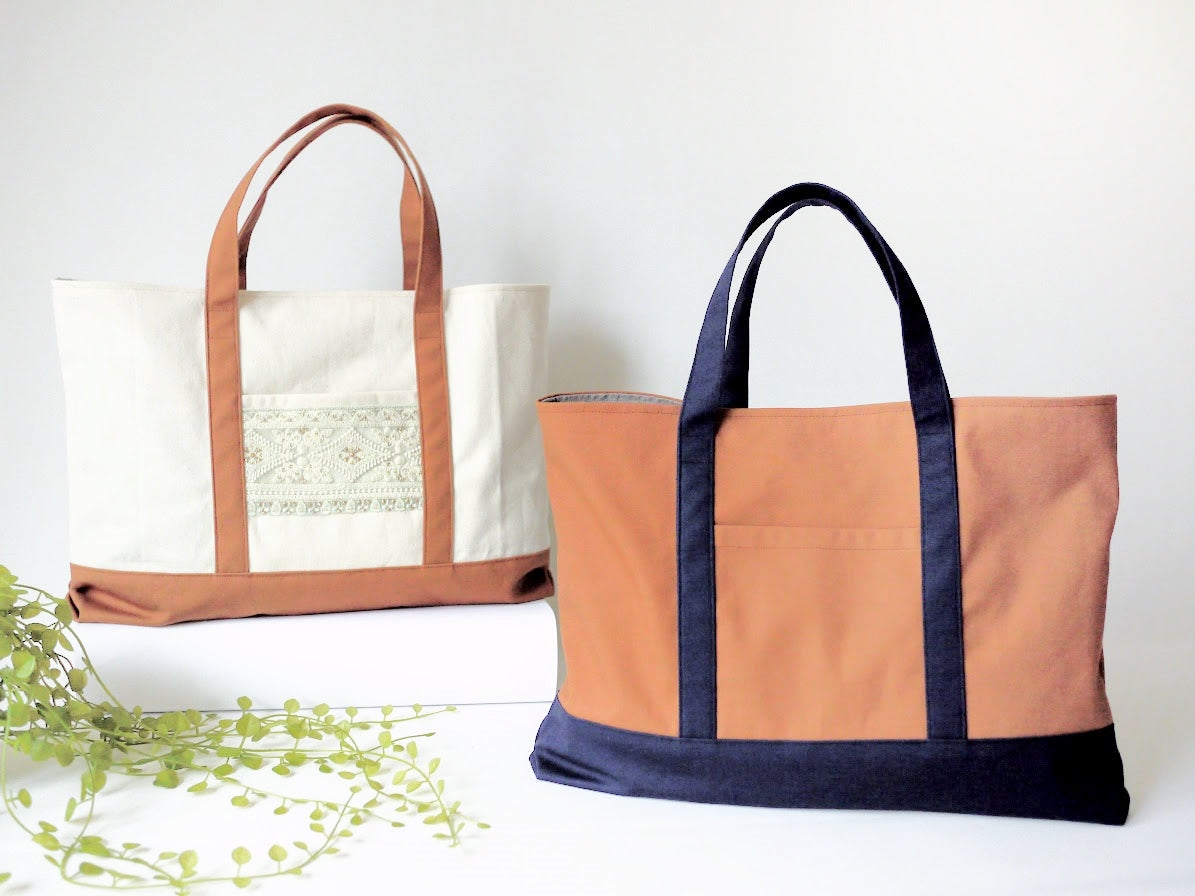 入園入学におすすめ！初心者でも簡単に作れる外マチ付きレッスンバッグの作り方（トートタイプ）｜完成写真｜ハンドメイド初心者のための洋裁メディア縫いナビ｜丸石織物
