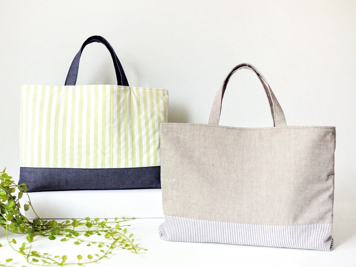 入園入学におすすめ！初心者でも簡単に作れる外マチ付きレッスンバッグの作り方（切り替えタイプ）｜完成写真｜ハンドメイド初心者のための洋裁メディア縫いナビ｜丸石織物