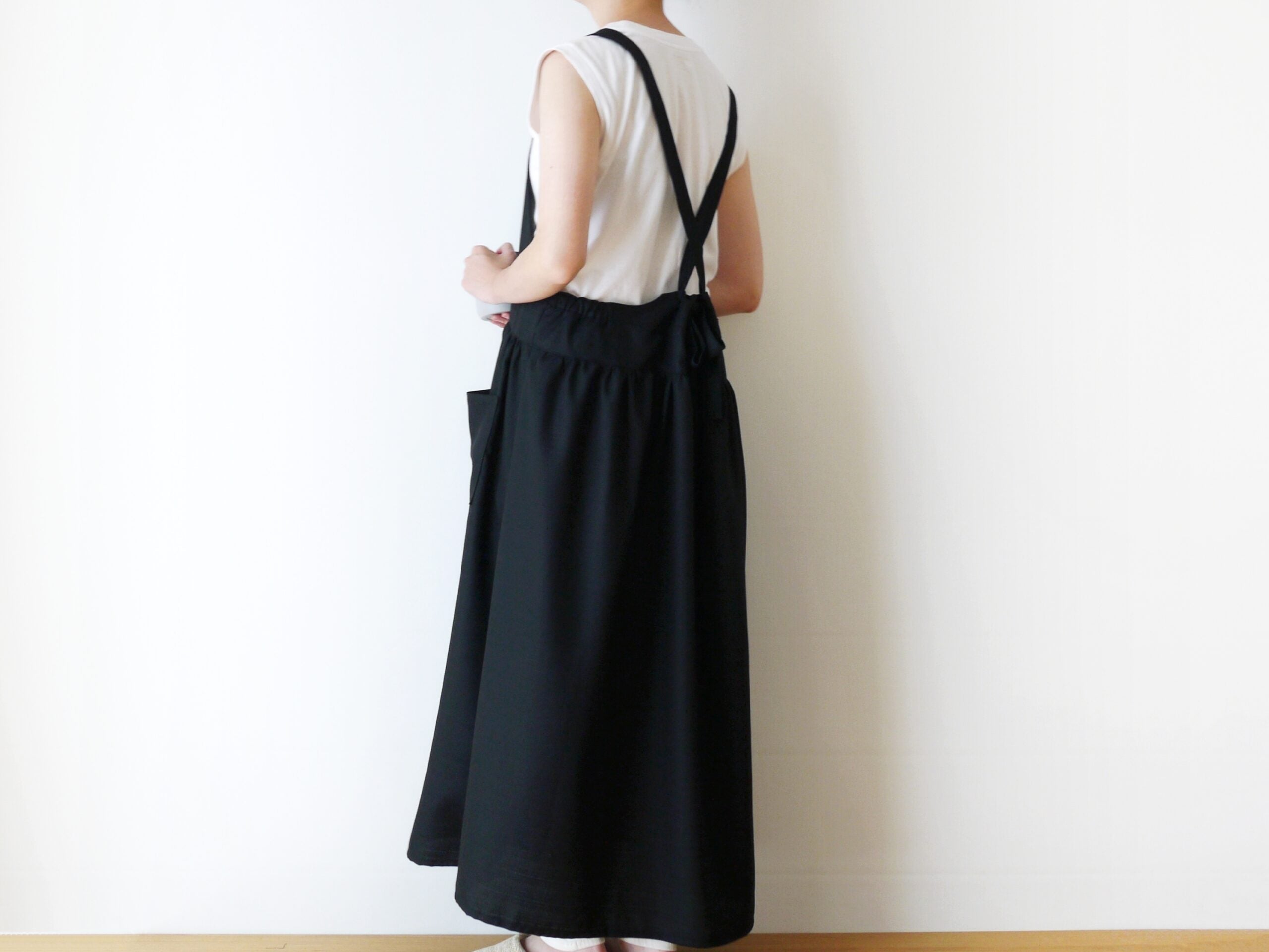 【オリジナル型紙】5-017 バックリボンエプロンワンピースの作り方