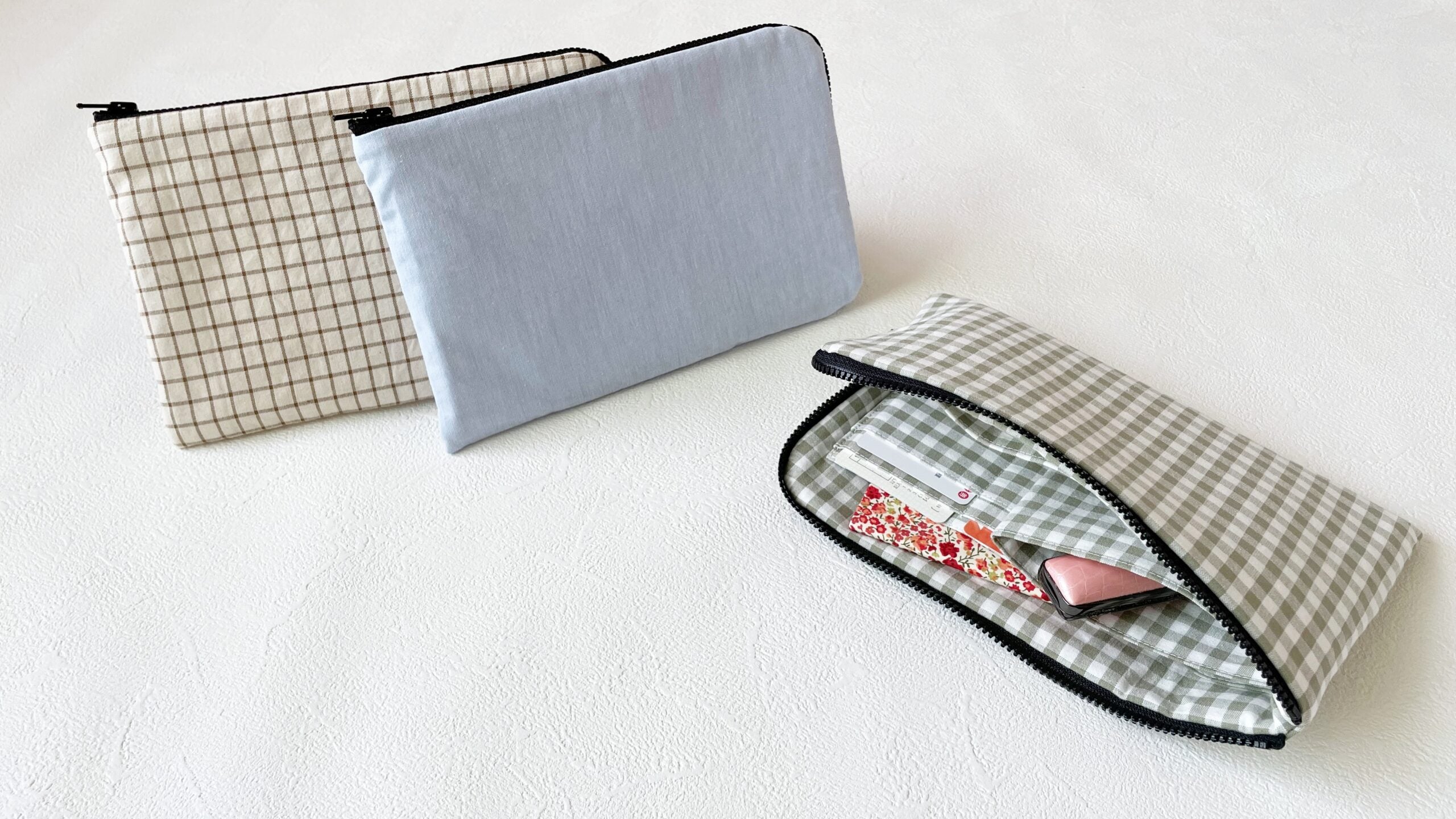 L型ファスナーマルチポーチの作り方