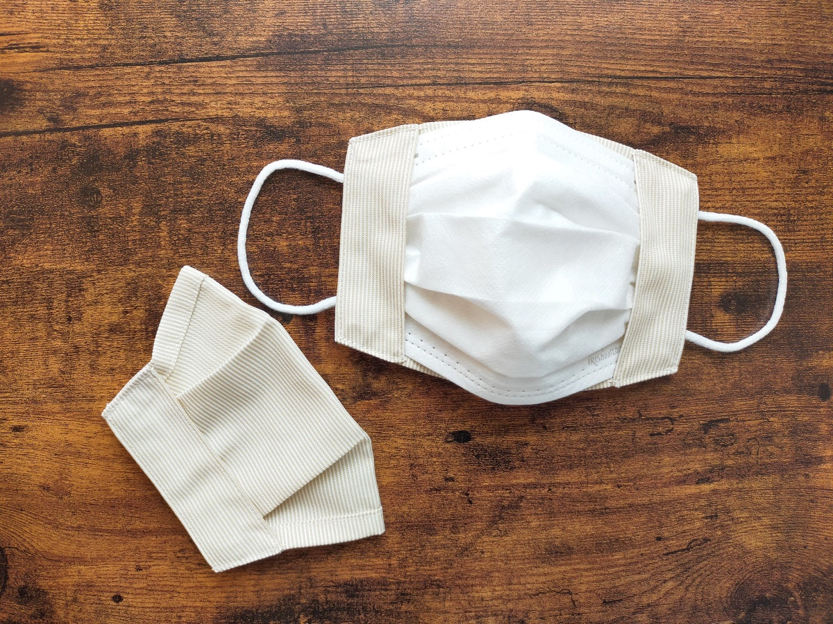 不織布マスクにかぶせるだけ！簡単きれいなマスクカバーの作り方｜完成写真｜丸石織物｜ハンドメイド初心者