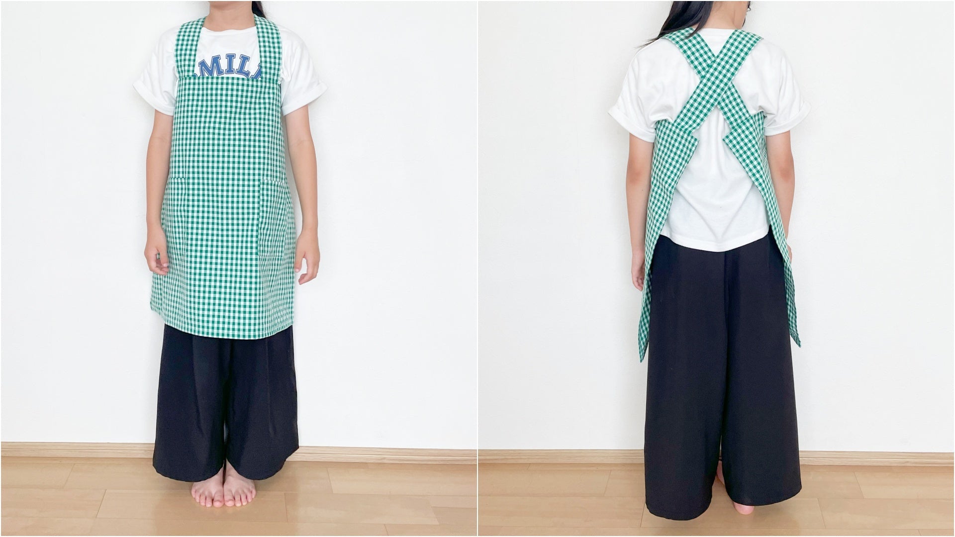 【オリジナル型紙】5-001子供用バッククロスエプロンの作り方