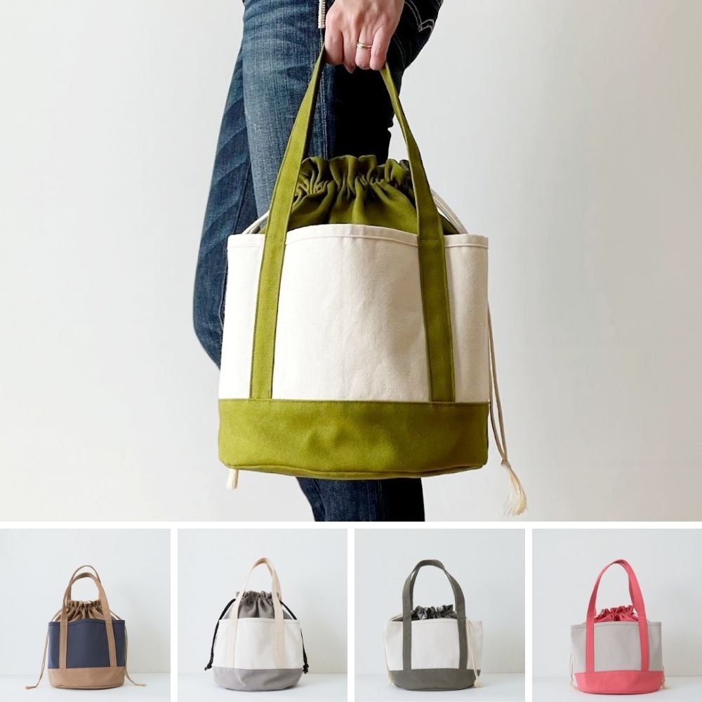 丸底巾着トートバッグの型紙