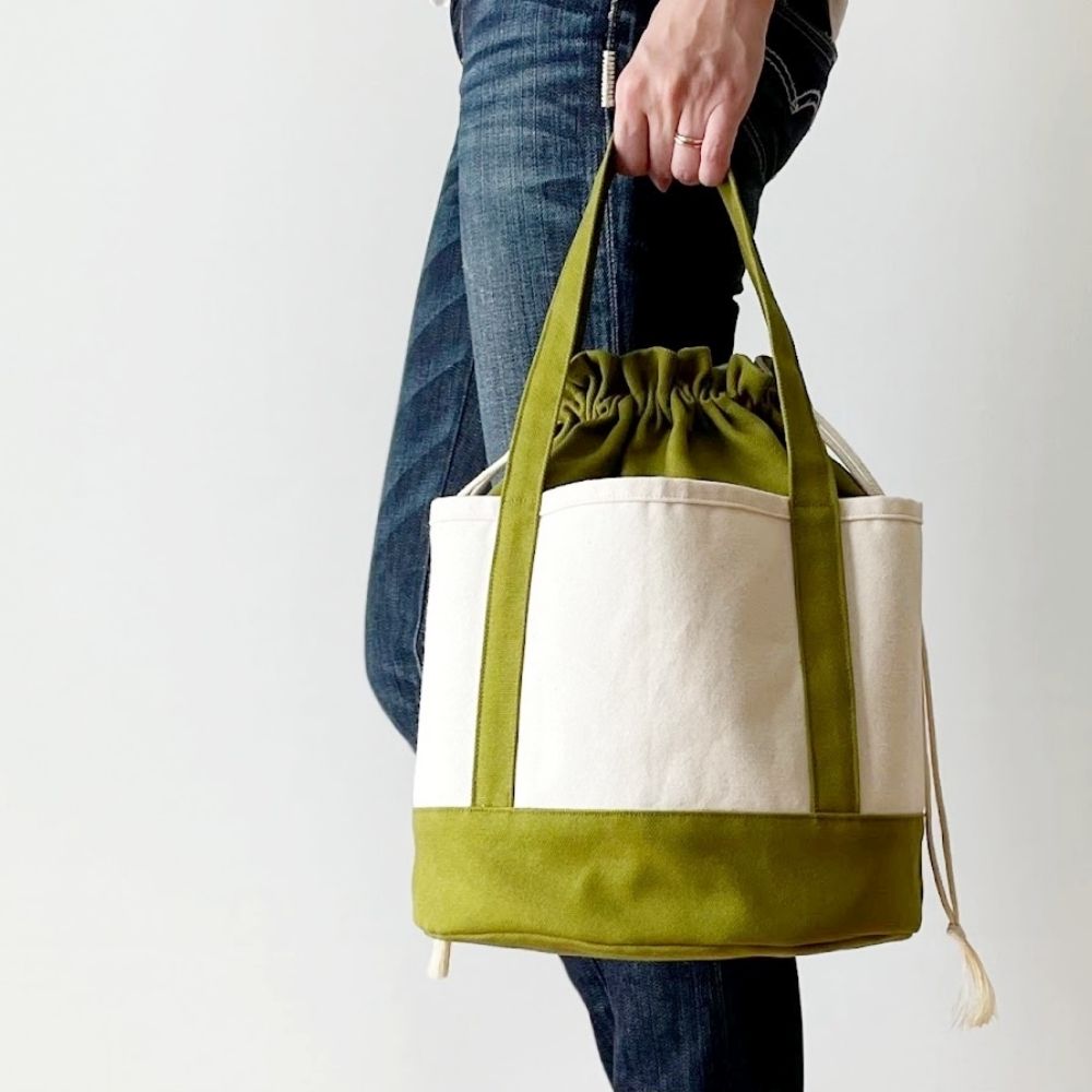 丸底巾着トートバッグの型紙