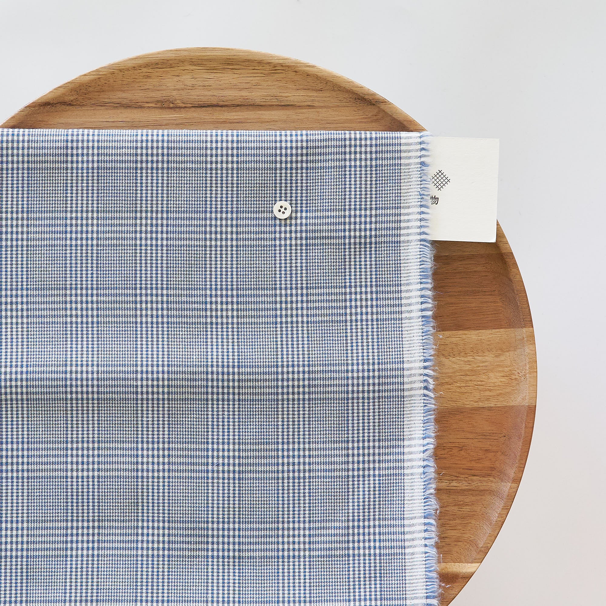 綿ポリ交織ソフトダンガリー＃15グレンチェック#Kコバルトブルー