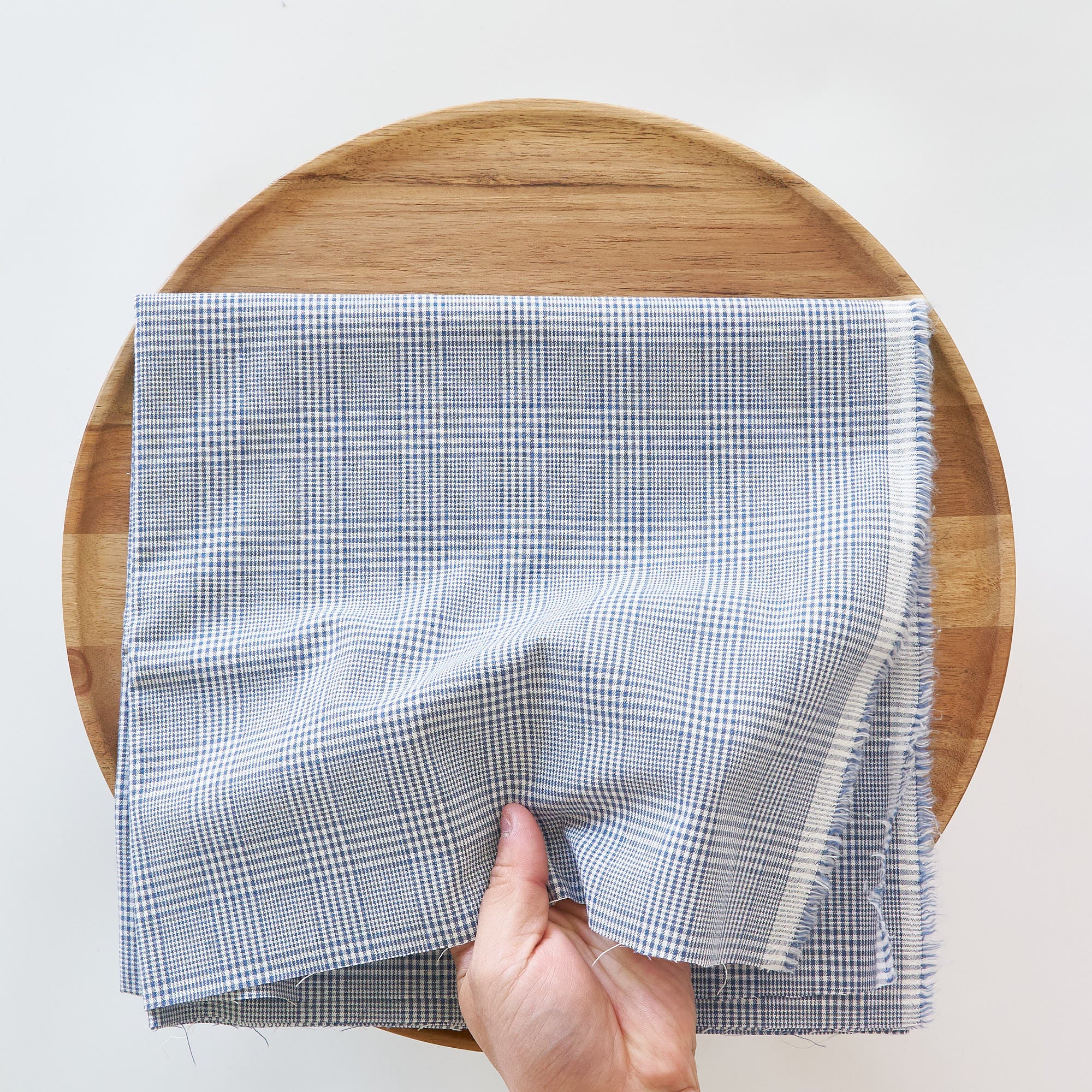 綿ポリ交織ソフトダンガリー＃15グレンチェック#Kコバルトブルー