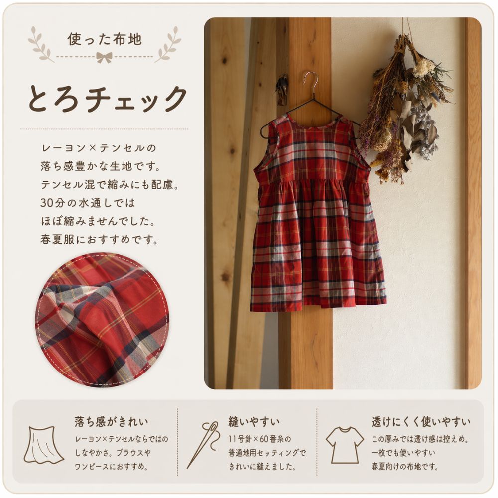 森のワンピース型紙|ふんわりナチュラルな子ども服パターン | 生地の
