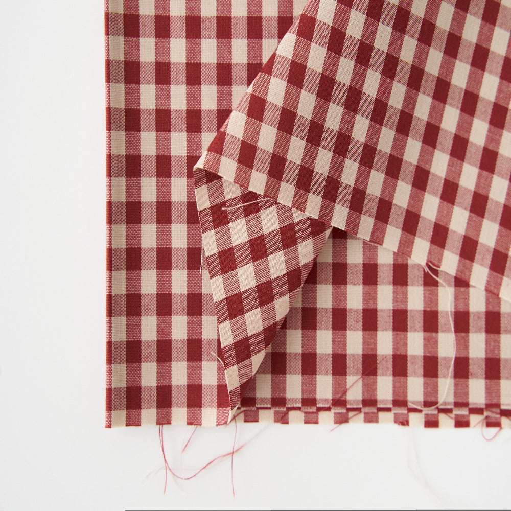 綿ポリ混紡ライトウェザー5mmギンガムチェック#Aエジプシャン・レッド