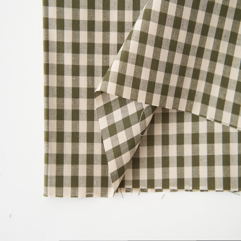 綿ポリ混紡ライトウェザー5mmギンガムチェック#Dピスタチオ・グリーン