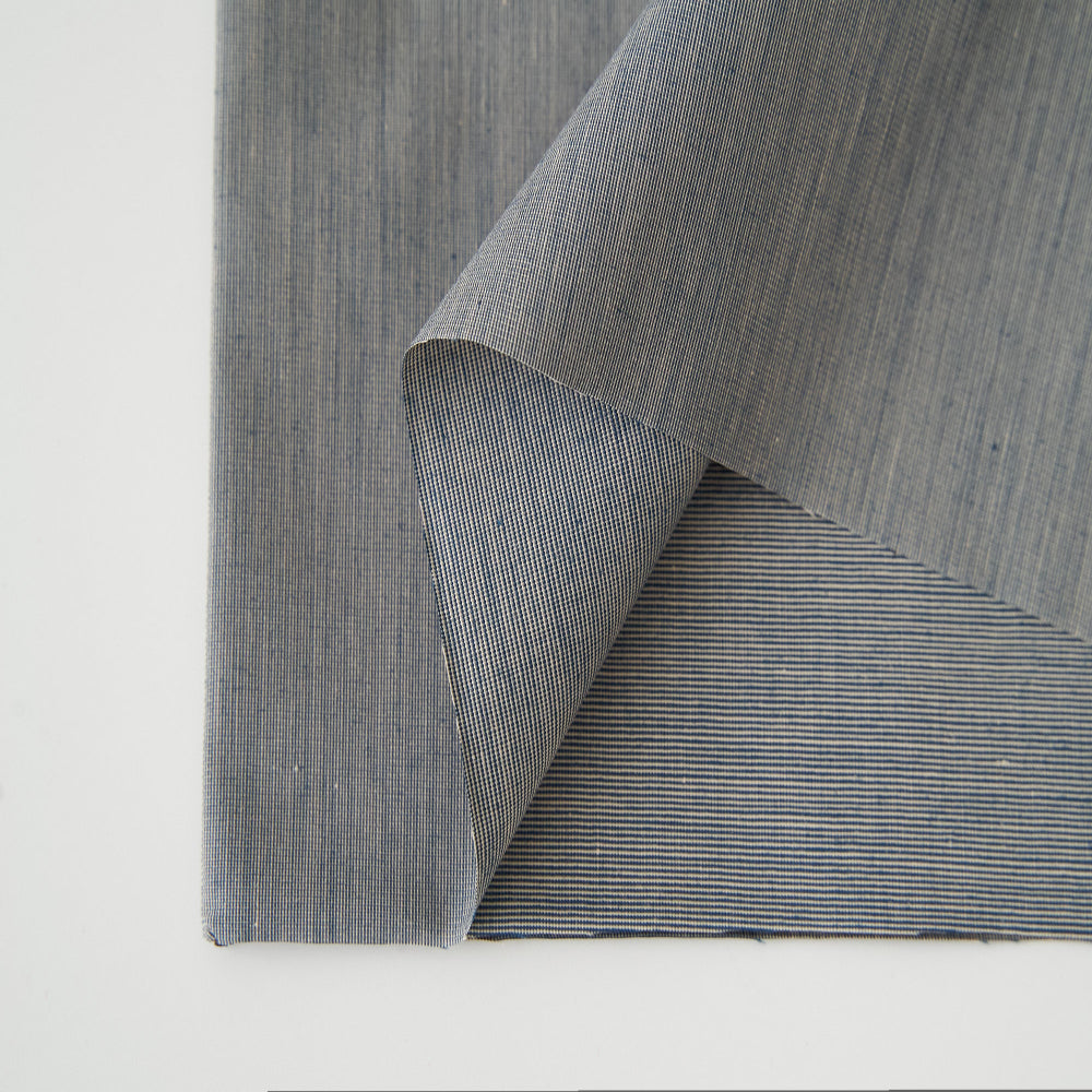 綿ポリ混紡ライトウェザーヘアラインストライプ#Bアドニス・ブルー