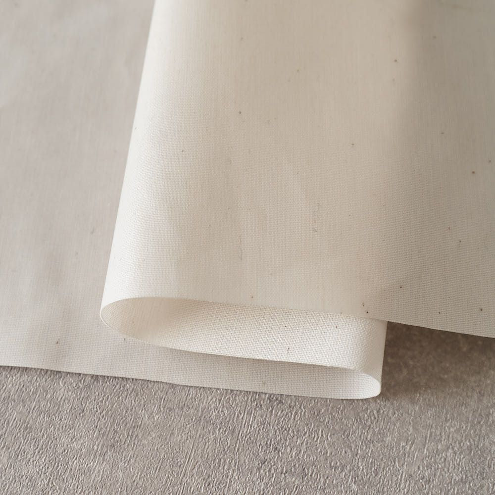 ラミネート加工 綿ポリ交織ダンガリー#111生成り