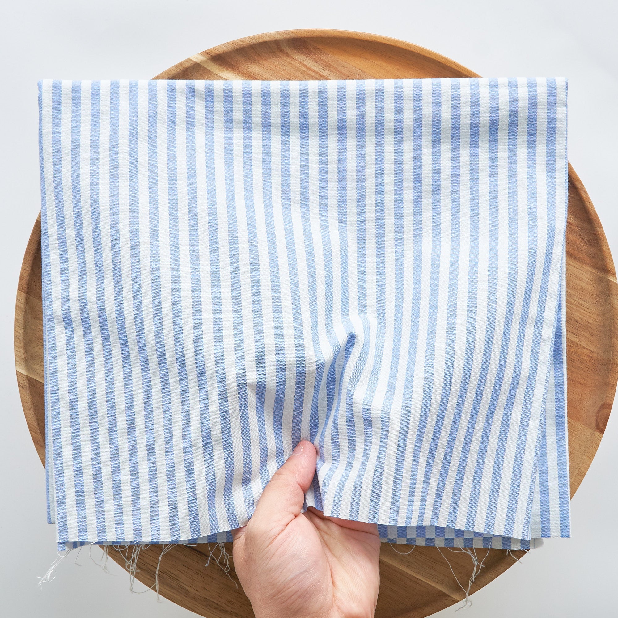 綿ポリ交織ダンガリー5mmストライプ#106 マリンブルー