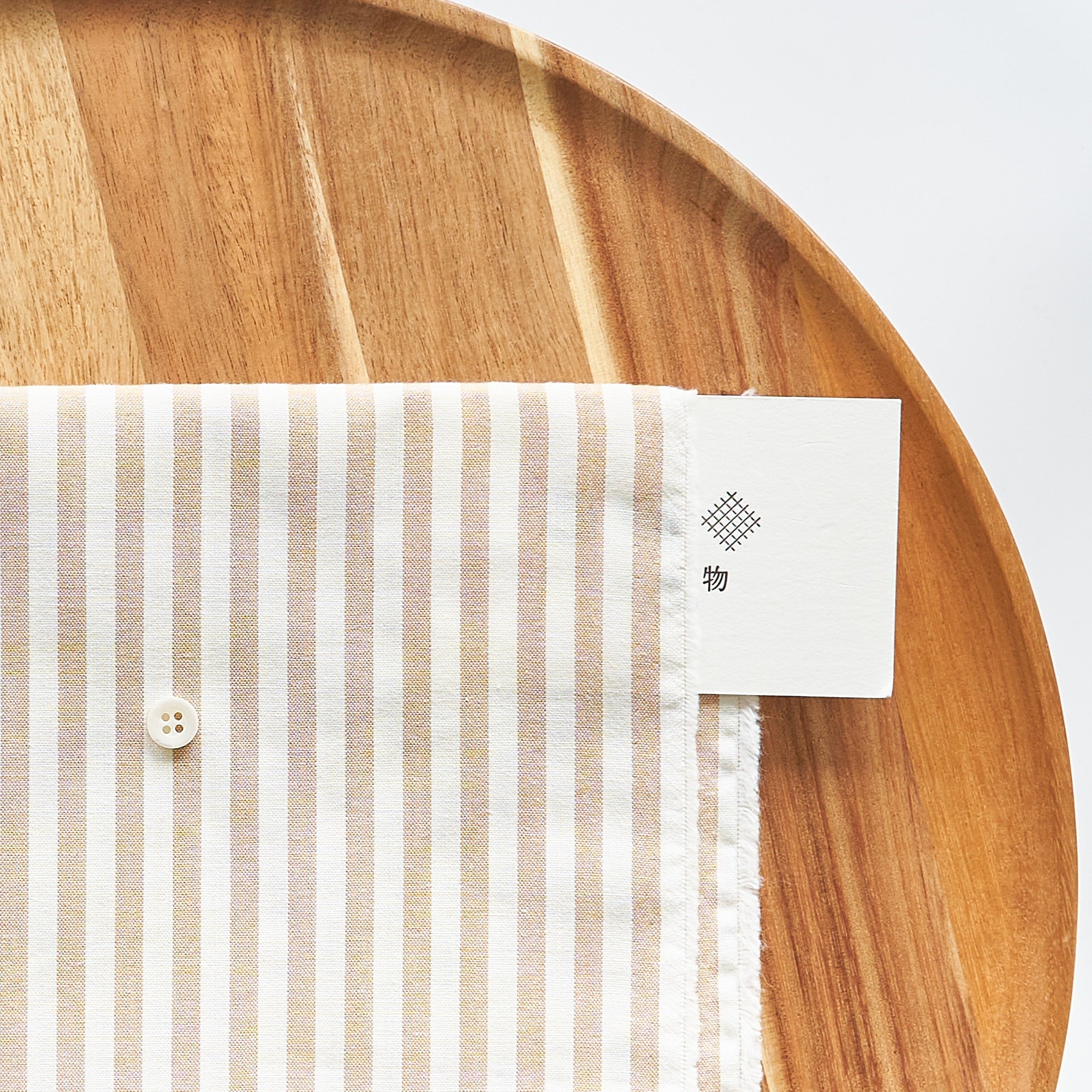 綿ポリ交織ダンガリー5mmストライプ#107 ベージュ