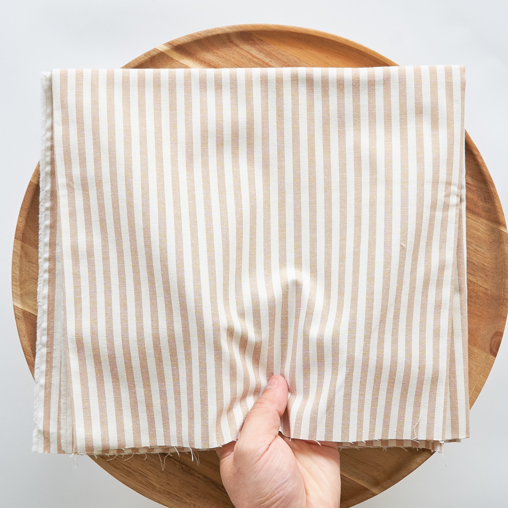 綿ポリ交織ダンガリー5mmストライプ#107 ベージュ