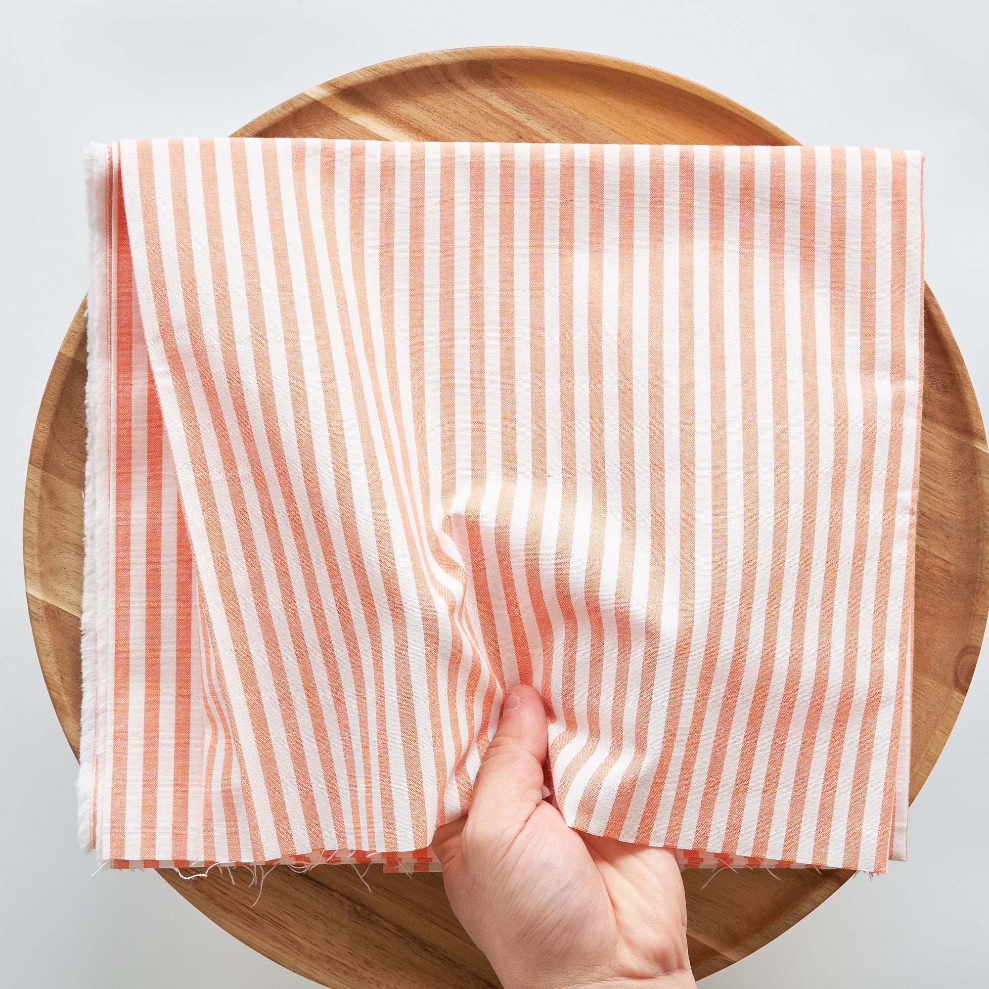 綿ポリ交織ダンガリー5mmストライプ#114 オレンジ