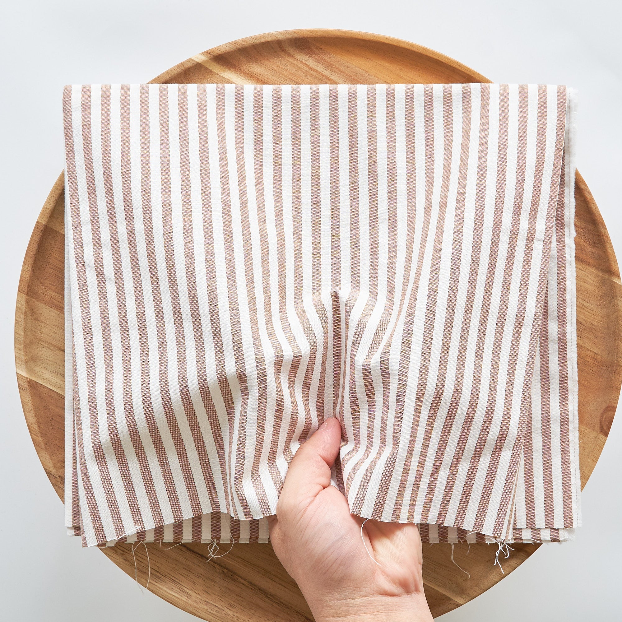 綿ポリ交織ダンガリー5mmストライプ#116 ココア