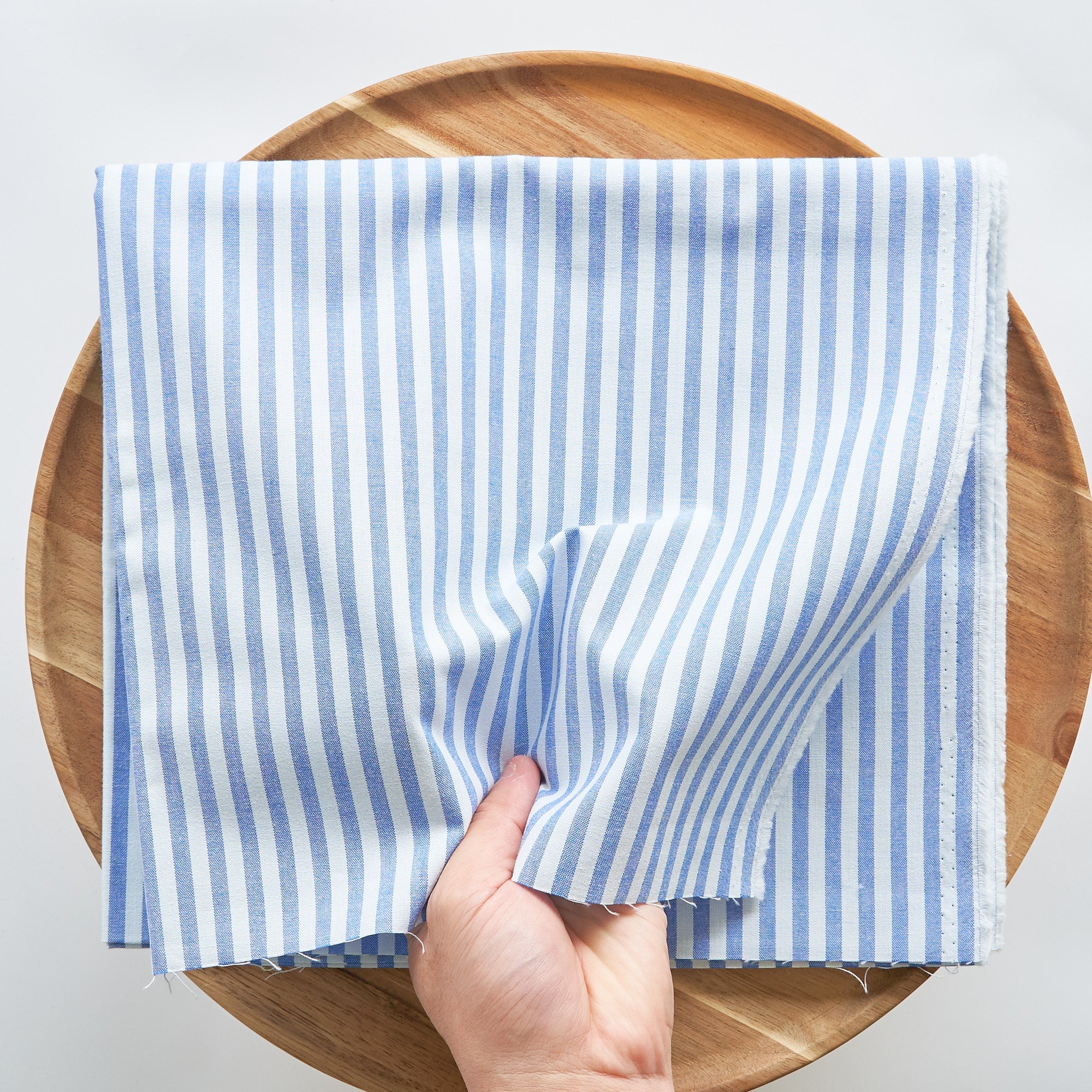 綿ポリ交織ダンガリー5mmストライプ#118 ブルー