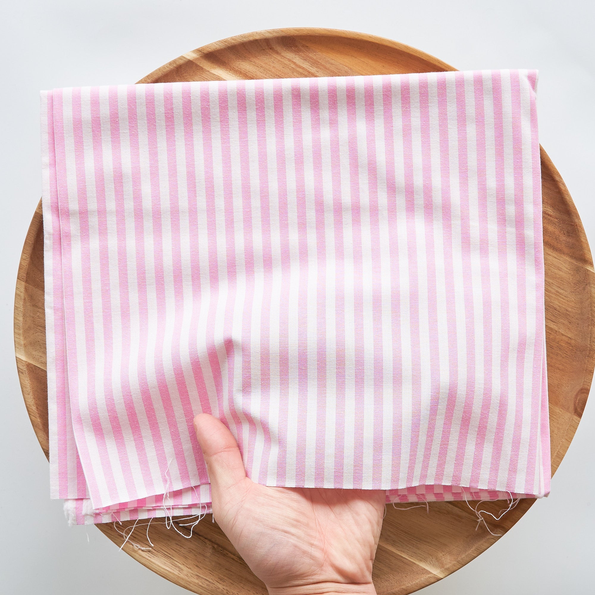 綿ポリ交織ダンガリー5mmストライプ#122 コスモスピンク