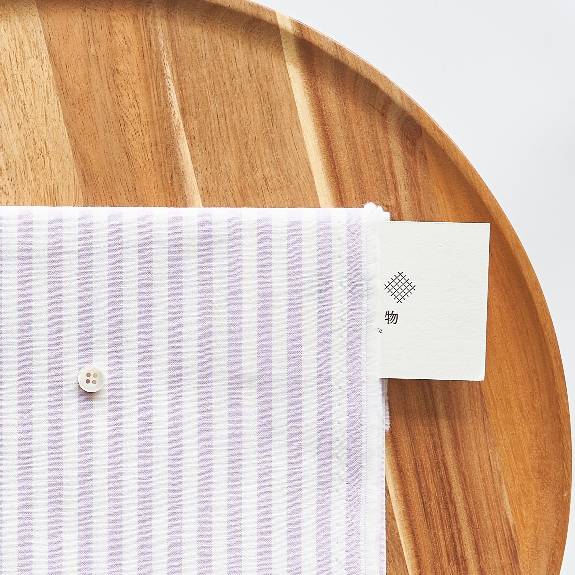 綿ポリ交織ダンガリー5mmストライプ#123 ペールラベンダー