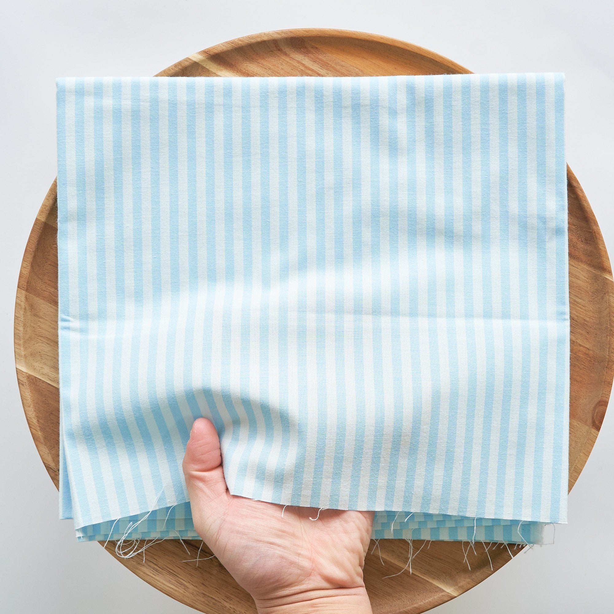 綿ポリ交織ダンガリー5mmストライプ#124 アクアブルー