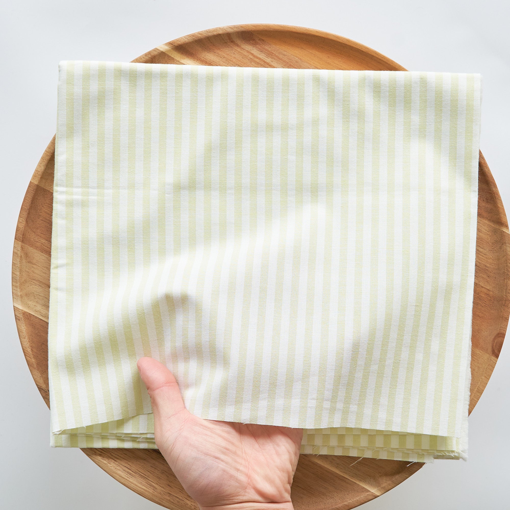 綿ポリ交織ダンガリー5mmストライプ#125 サラダグリーン