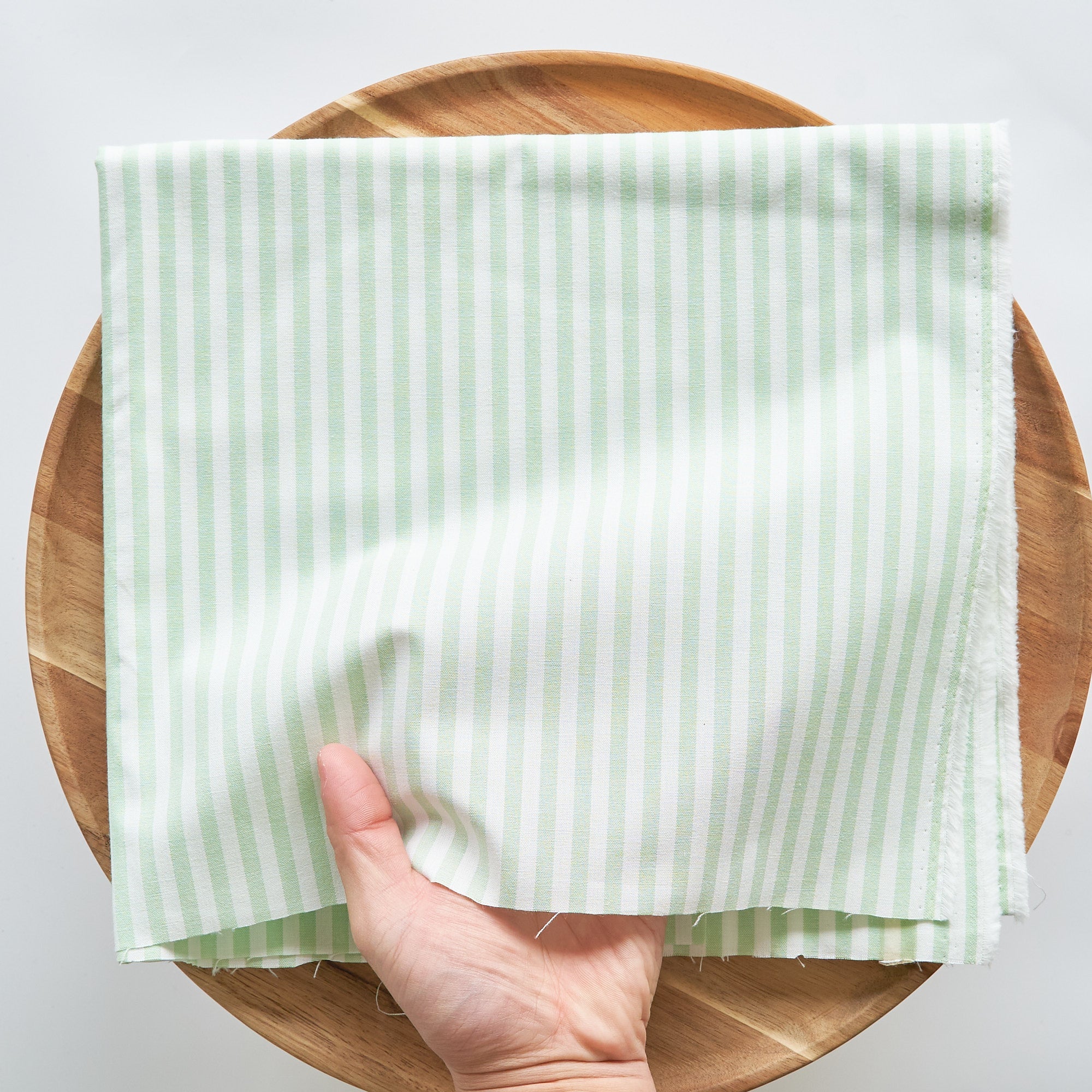 綿ポリ交織ダンガリー5mmストライプ#126 スプリンググリーン