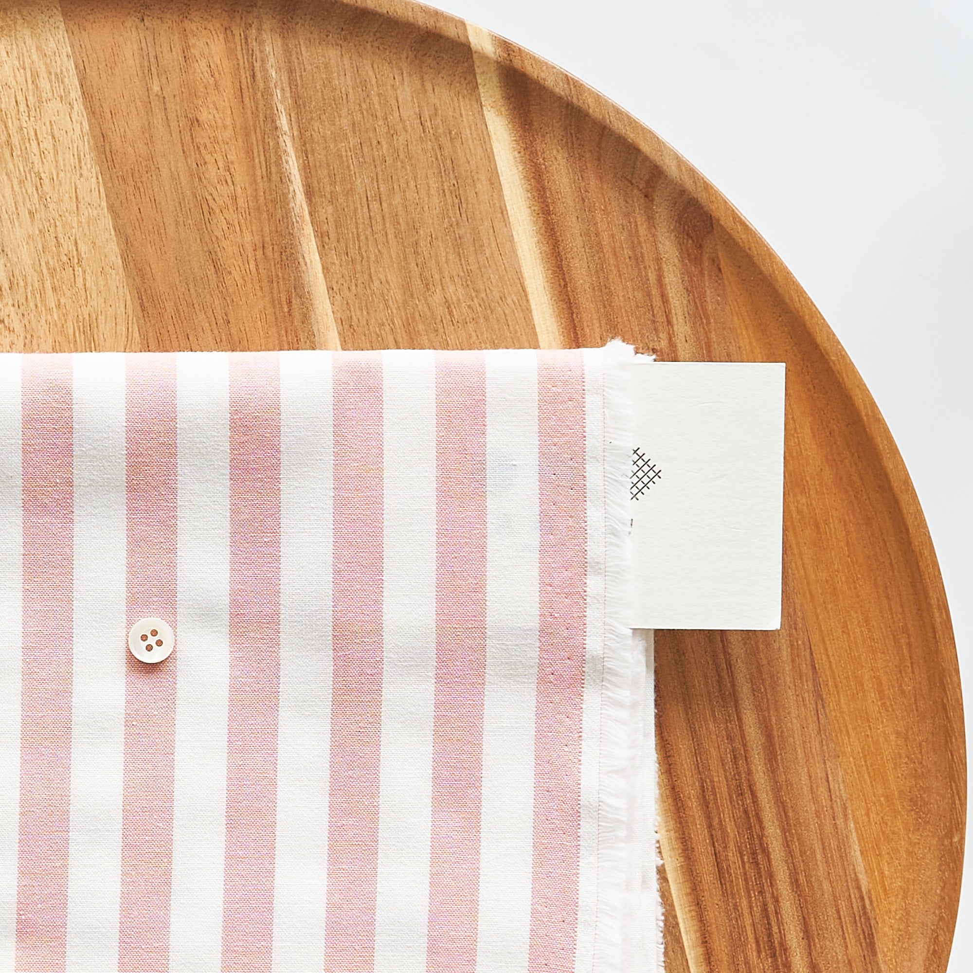 綿ポリ交織ダンガリー12mmストライプ#102 サーモンピンク