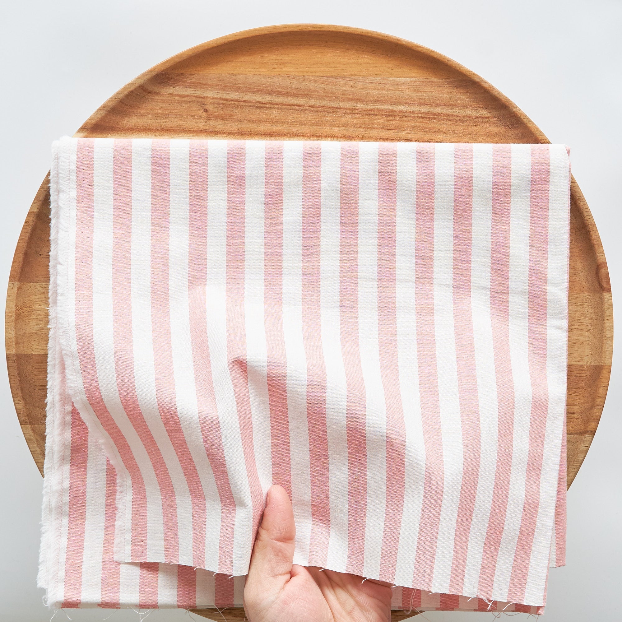 綿ポリ交織ダンガリー12mmストライプ#102 サーモンピンク