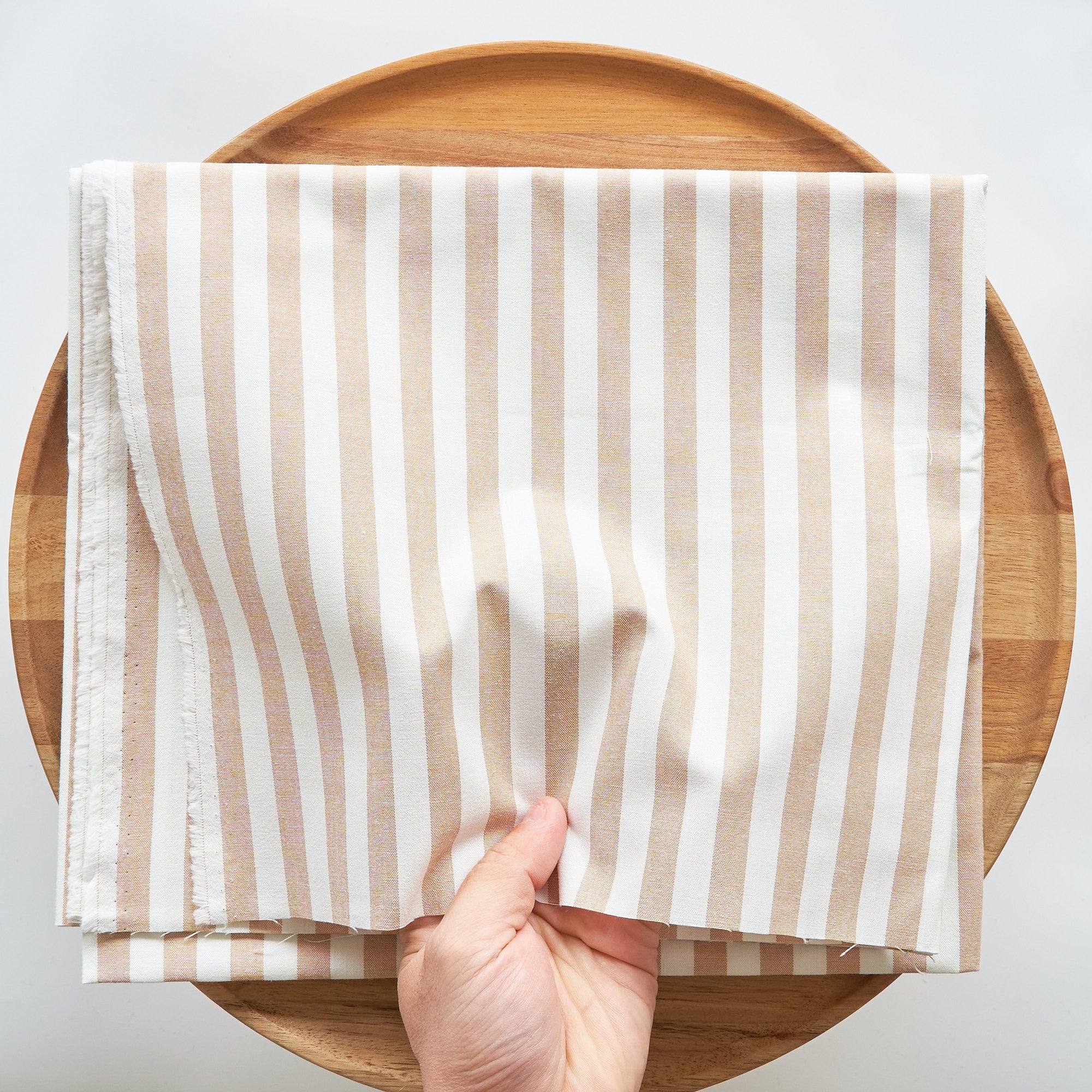 綿ポリ交織ダンガリー12mmストライプ#107 ベージュ