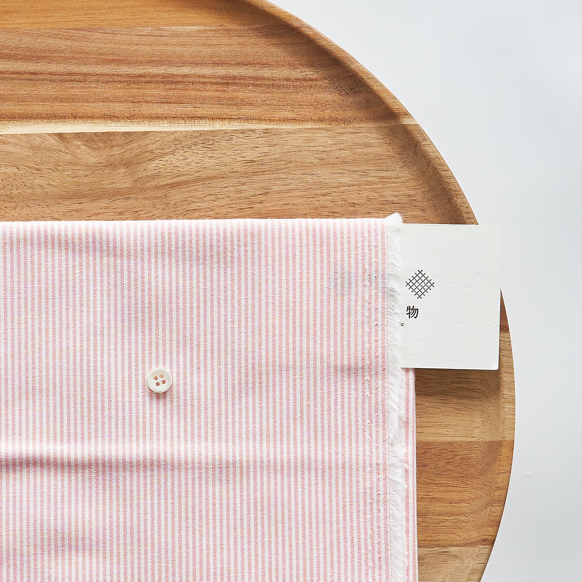 綿ポリ交織ダンガリー1.5mmストライプ#102 サーモンピンク