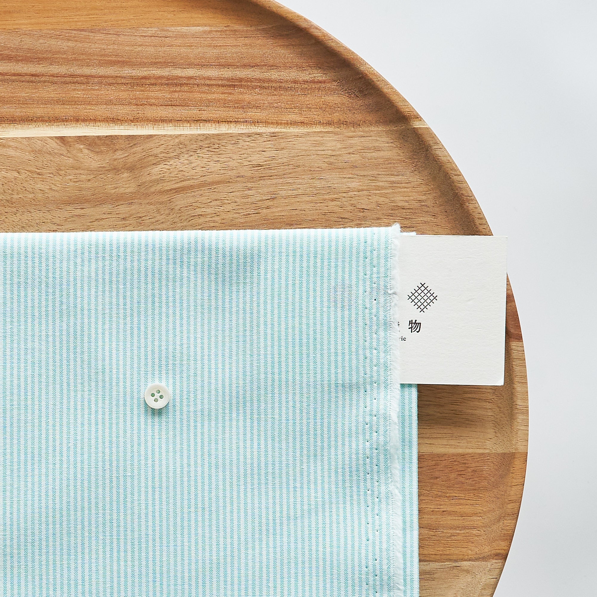 綿ポリ交織ダンガリー1.5mmストライプ#105 ミントグリーン