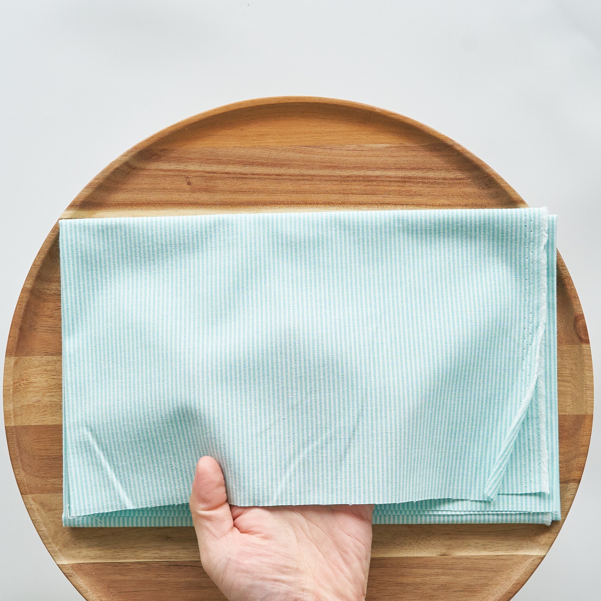 綿ポリ交織ダンガリー1.5mmストライプ#105 ミントグリーン