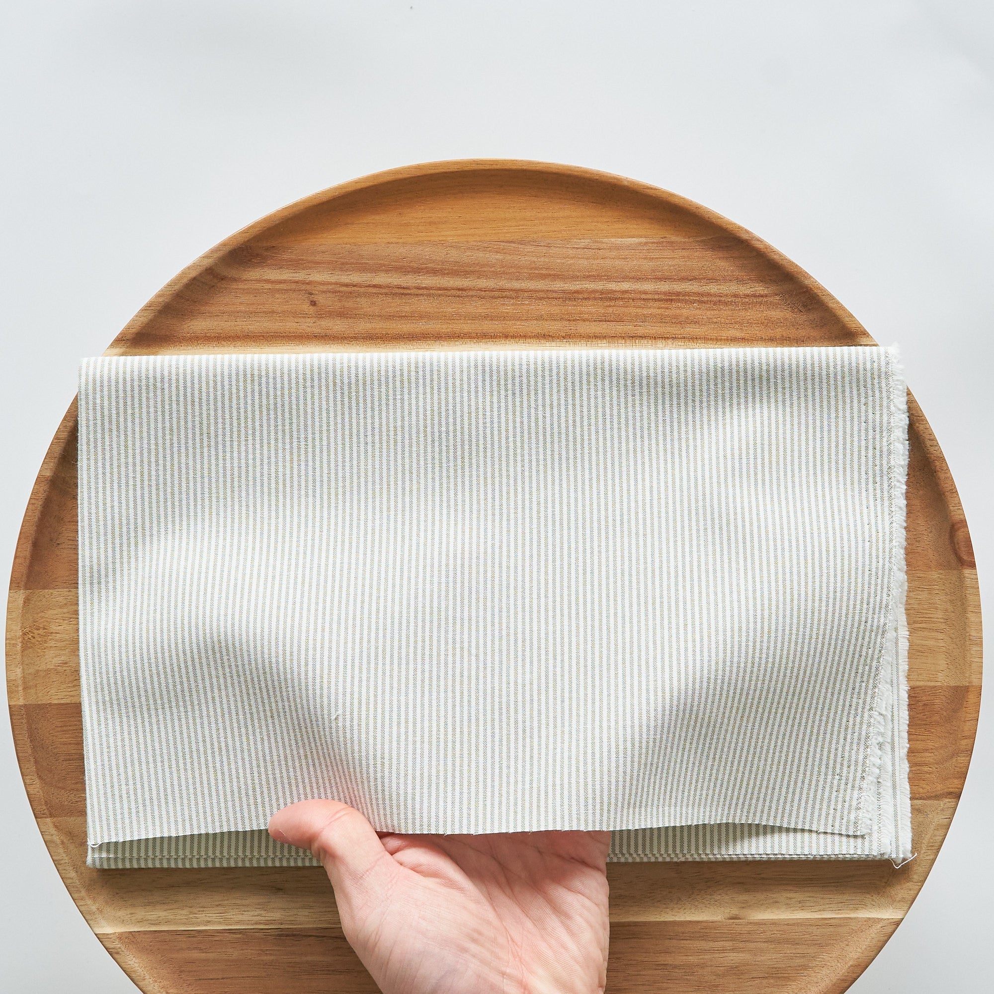 綿ポリ交織ダンガリー1.5mmストライプ#115 モスグリーン