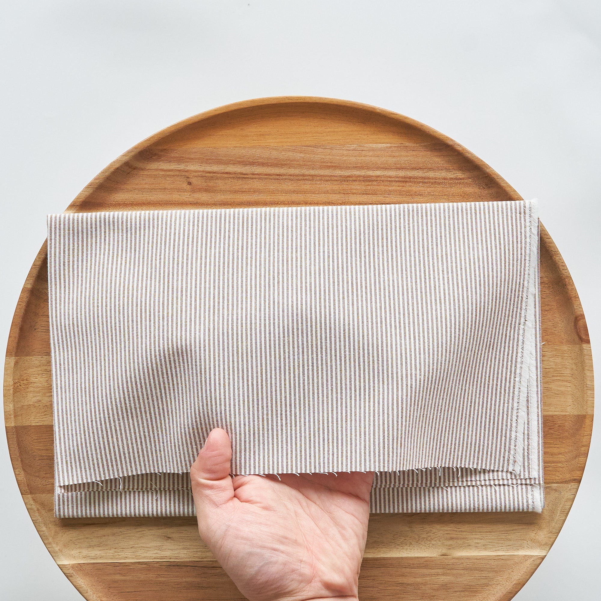 綿ポリ交織ダンガリー1.5mmストライプ#116 ココア