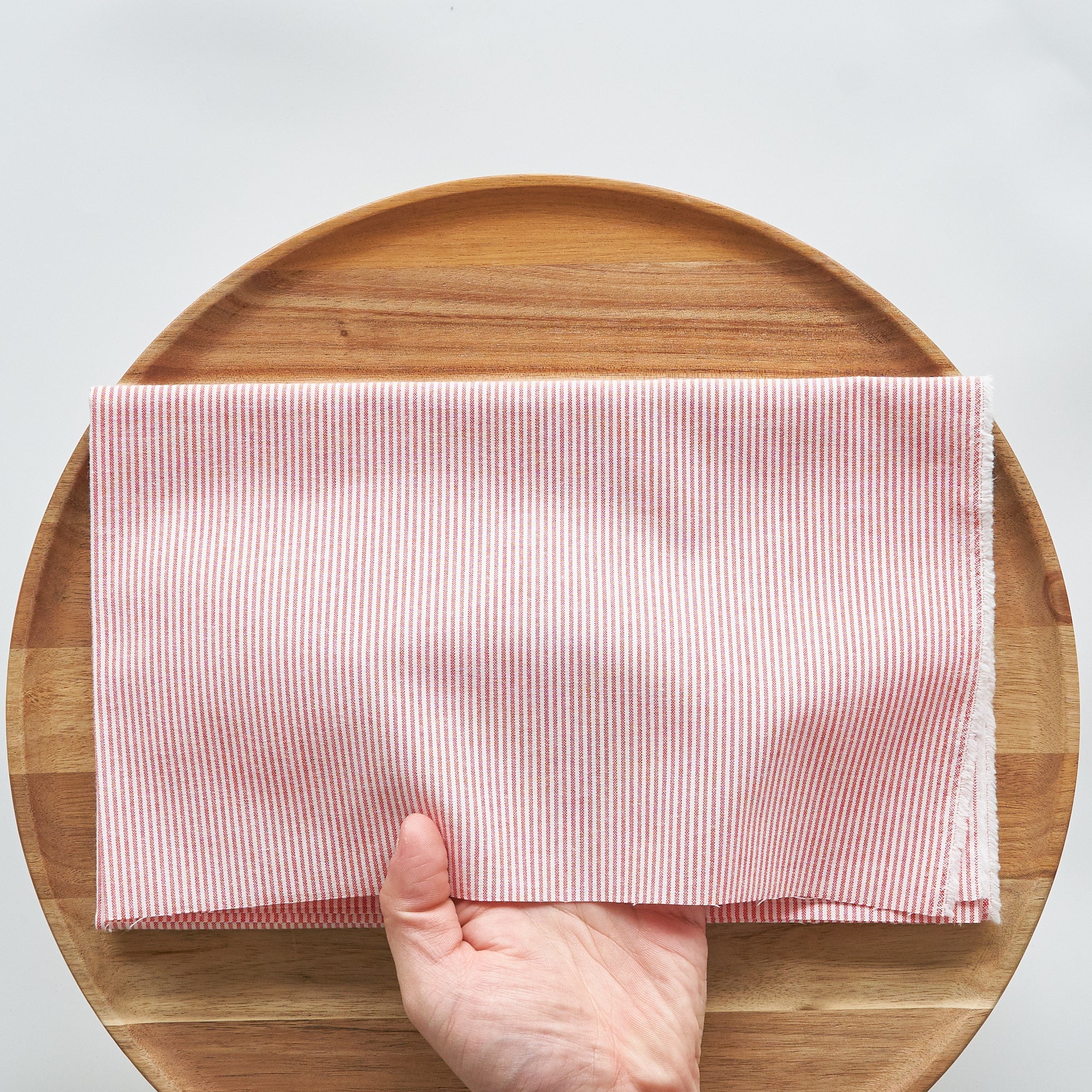 綿ポリ交織ダンガリー1.5mmストライプ#117 トマトレッド