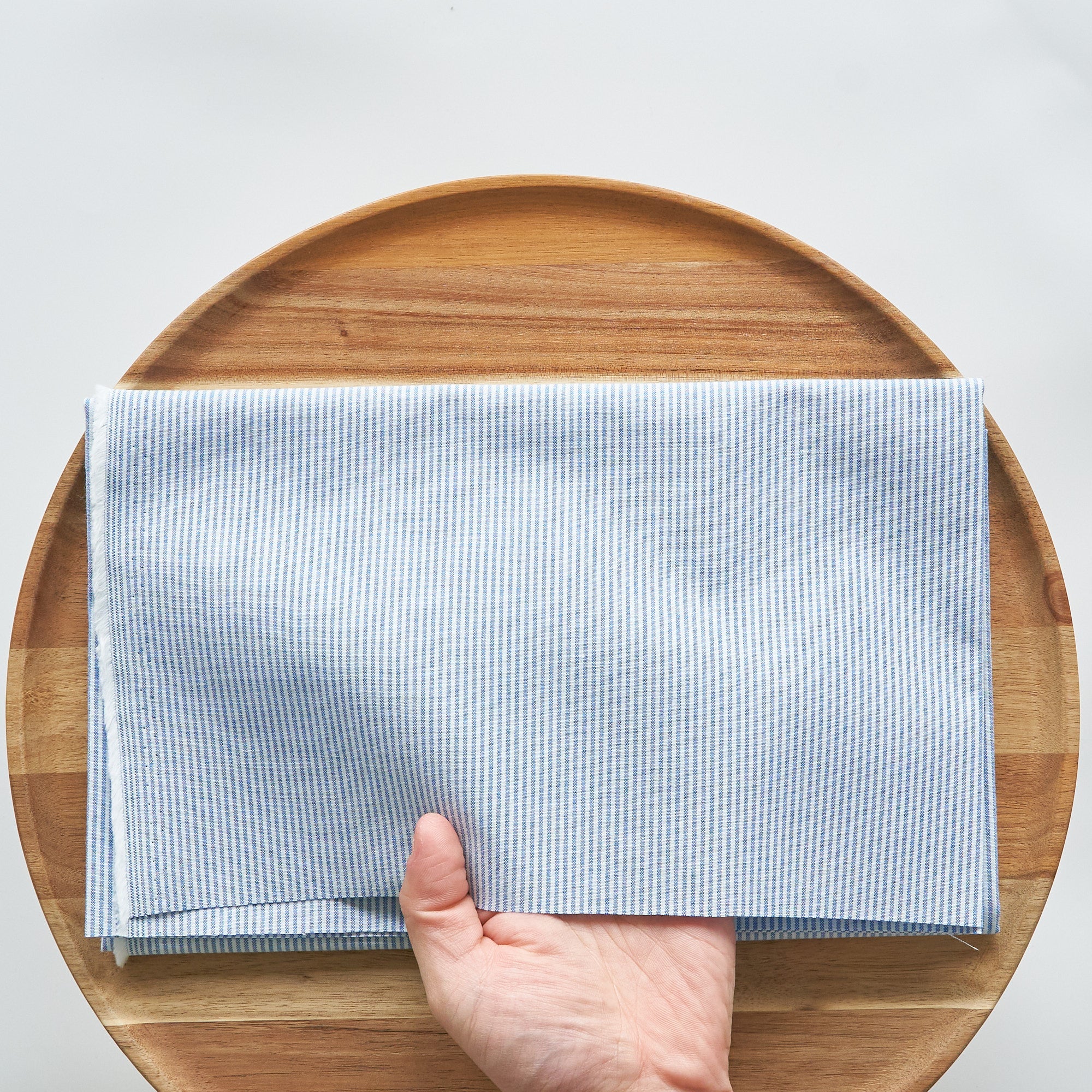 綿ポリ交織ダンガリー1.5mmストライプ#118 ブルー