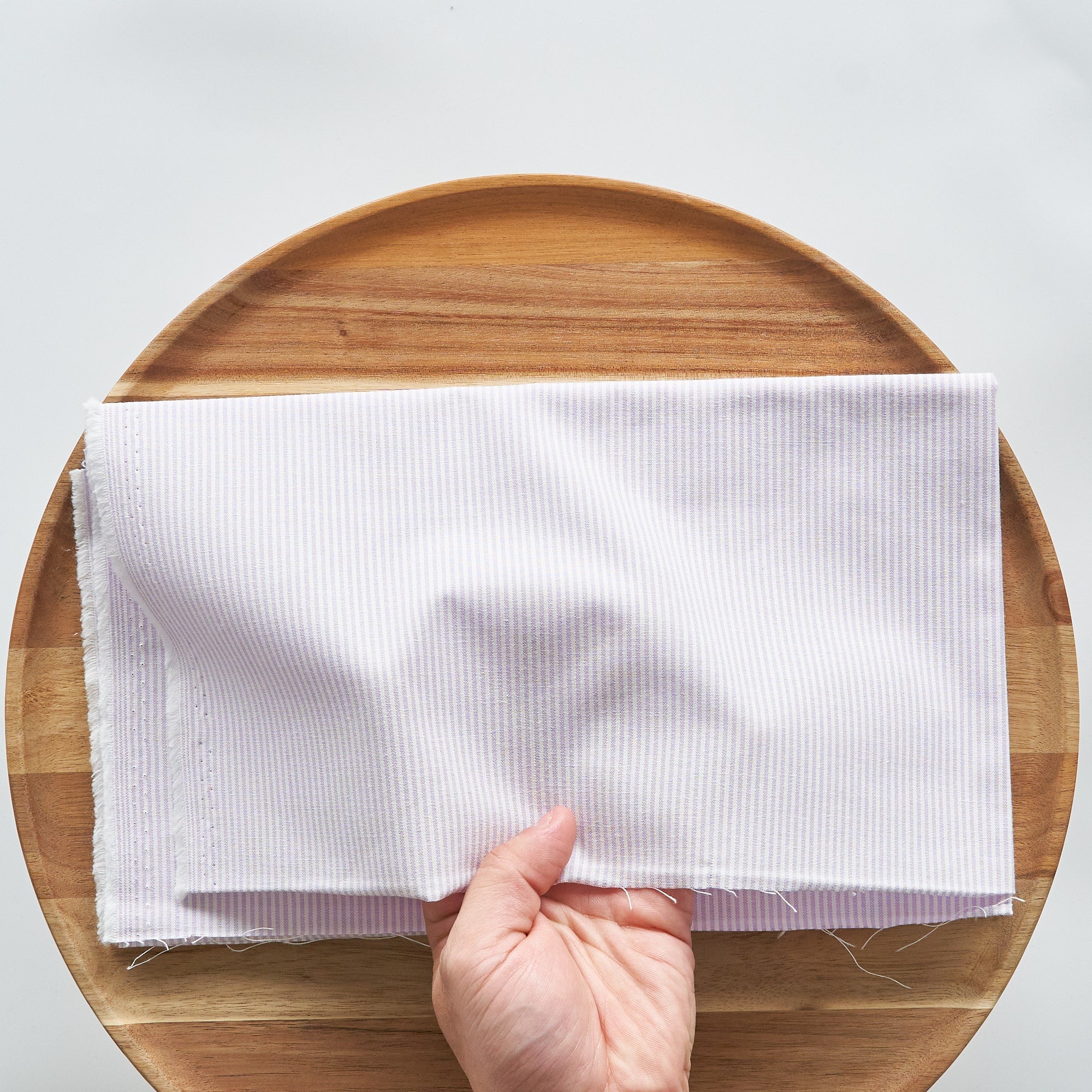 綿ポリ交織ダンガリー1.5mmストライプ#123 ペールラベンダー