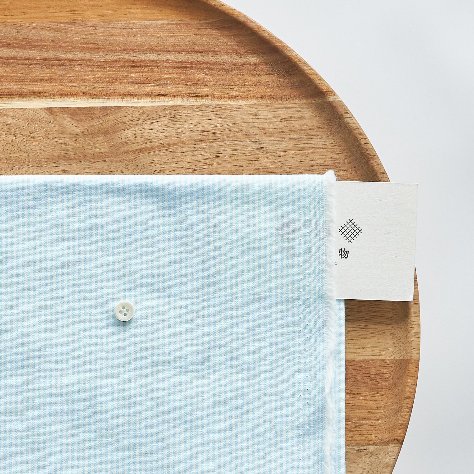 綿ポリ交織ダンガリー1.5mmストライプ#124 アクアブルー