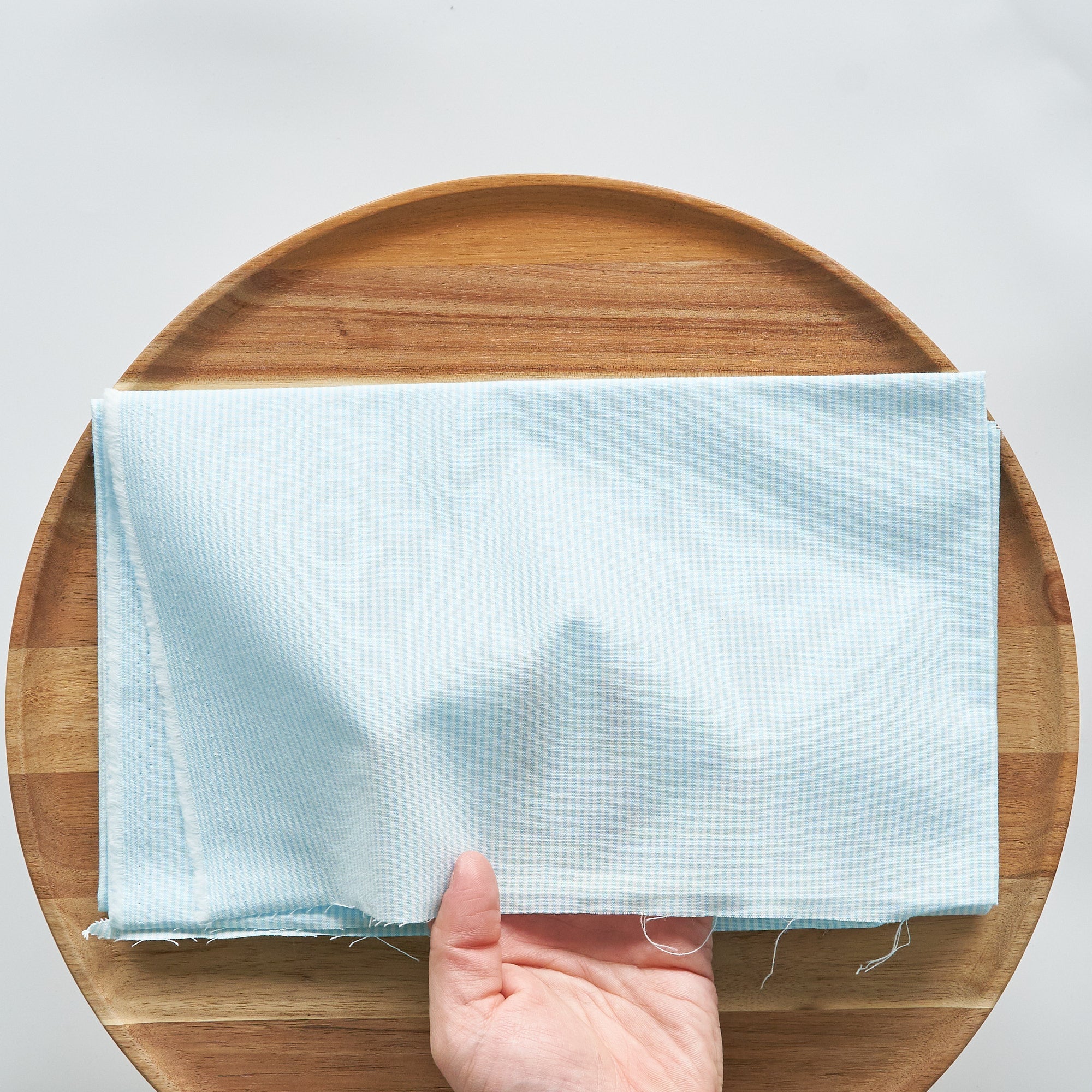 綿ポリ交織ダンガリー1.5mmストライプ#124 アクアブルー